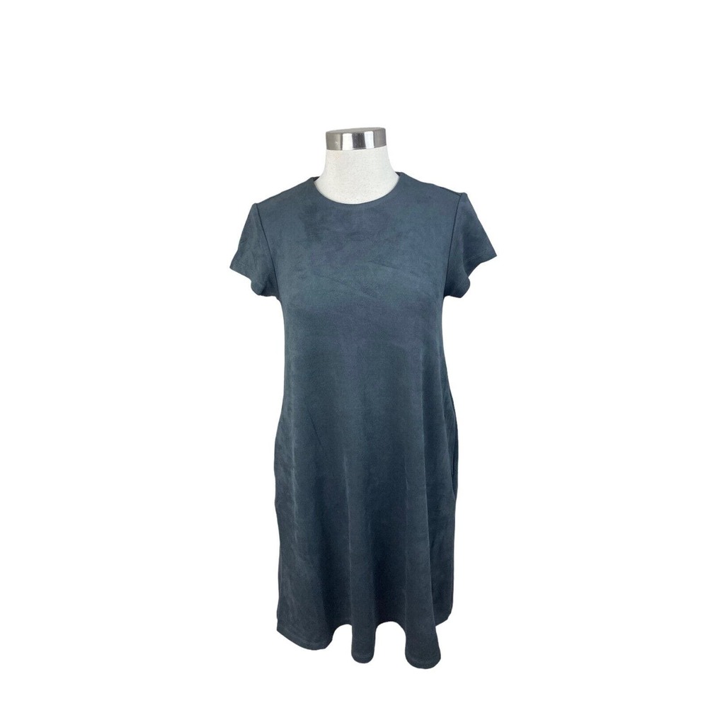J. McLaughlin Gray Vegan Suede Short Sleeve Sheath Dress Size XS Pockets